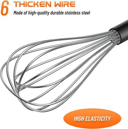 NileHome 3-Pack Stainless Steel Whisk Set, Kitchen Utensils for Cooking