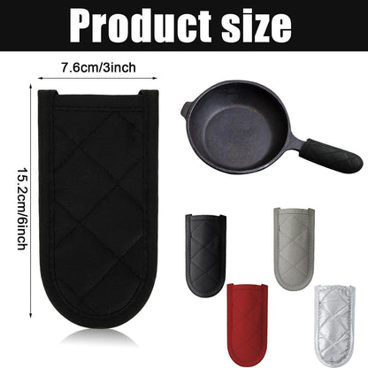 Patelai 4 Pcs Pot Handle Covers Heat Resistant Cast Iron,Black,Grey