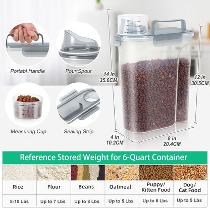 TBMax Rice Container 10 Lbs, Cereal Container Oatmeal Storage, Airtight Food Dispenser with Easy-pouring Spout & Handy Cup for Flour Grain Beans, Pet Dog Cat Bird Food Storage Container