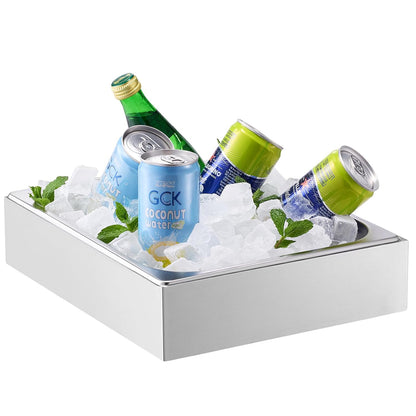 VEVOR Chilled Condiment Server, 4 Compartment Ice Cooled Condiment Serving Container, Chilled Garnish Tray Bar Caddy with Lid, for Bartending & Serving Taco, Salad, Fruit, Home & Restaurant Supplies