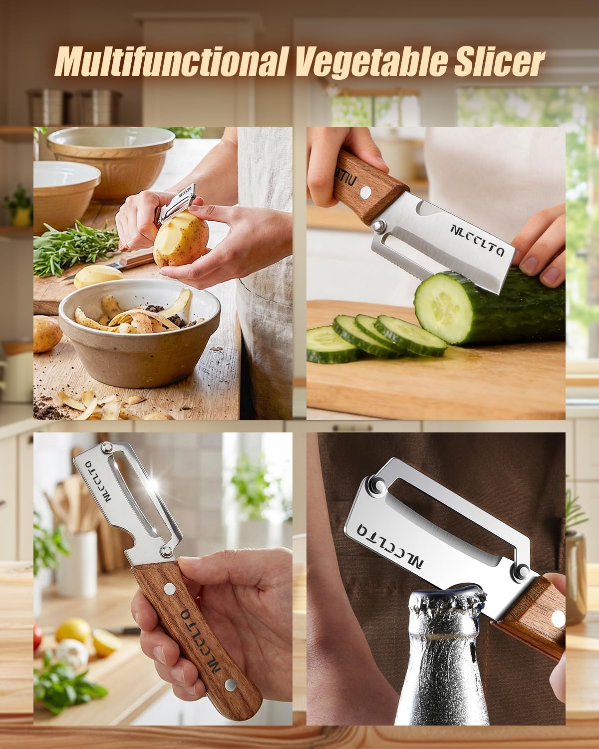 Multifunctional Vegetable Peeler Cabbage Shredder Veggie Chopper Multi Functional Slicer Julienne for Kitchen Stainless Steel Eplucheur Legumes Thickened Fruit Knife Potato Slicer Peelers (3pcs)