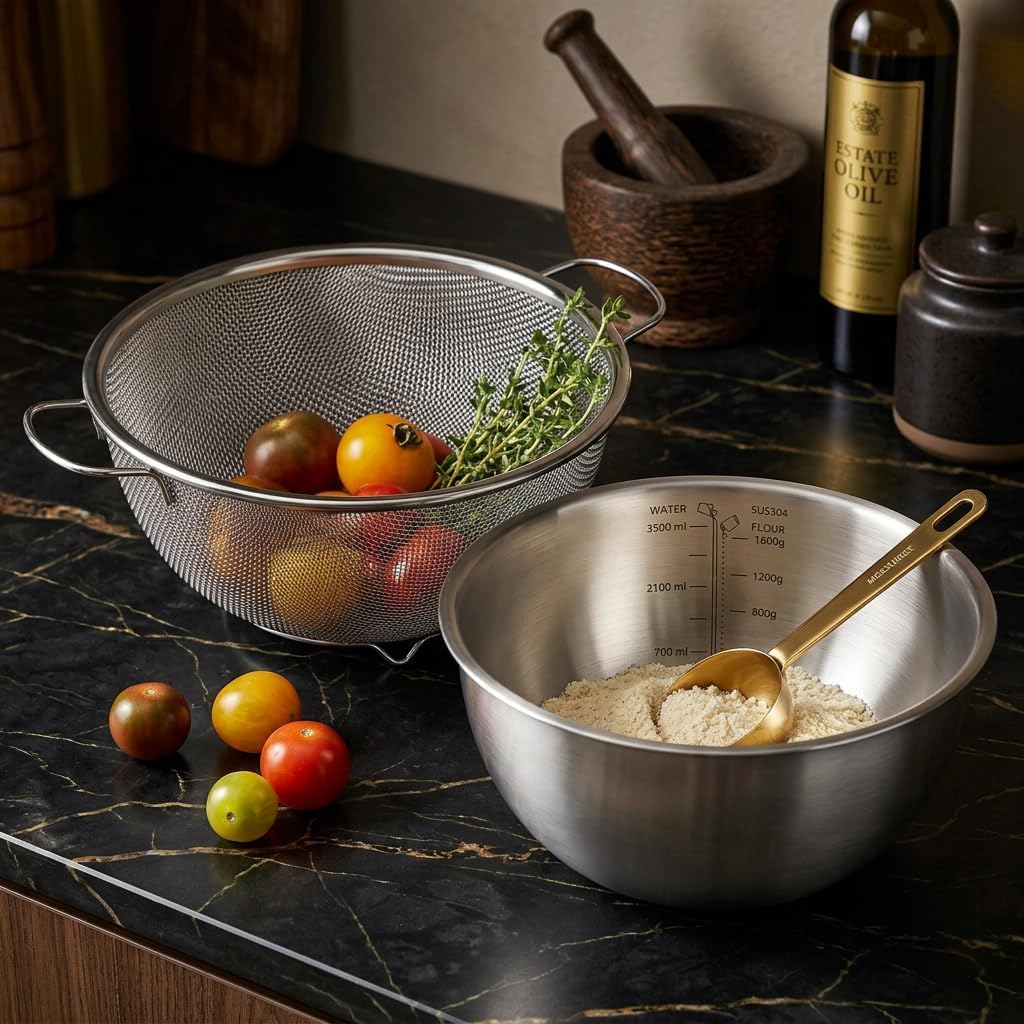 18/8 Stainless Steel Colander with Mixing Bowl, 1.5QT