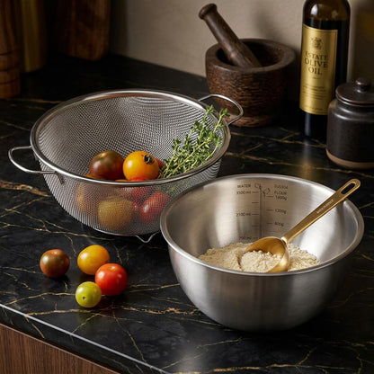 18/8 Stainless Steel Colander with Mixing Bowl, 1.5QT