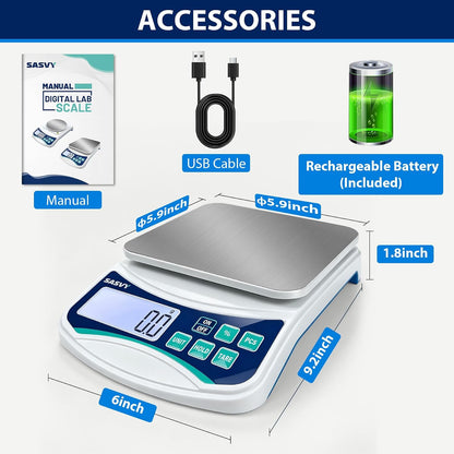 Large Kitchen Scale 0.1g High Precision, 11lb/5kg Lab Baking Scale