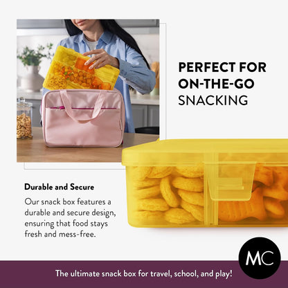Large Kids Snack Box Containers Set of 2 -100 Labels, BPA-Free, Adjustable Compartments, Dishwasher Safe, Reusable Tray, Food Grade, Meal Prep Container, PARENT TESTED PARENT APPROVED AWARD (Clear)