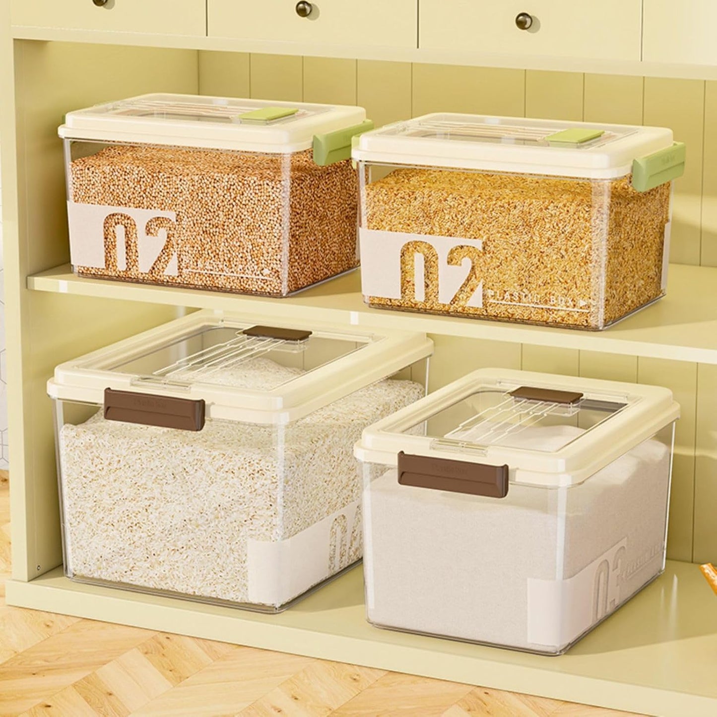 Saim Rice & Flour Storage Container, Food Grade PP PET BPA-Free, Large Capacity 20lbs & 30lbs Clear Lid,Kitchen Pantry Organization Dry Food Cereal Grain Sugar Pasta Canister