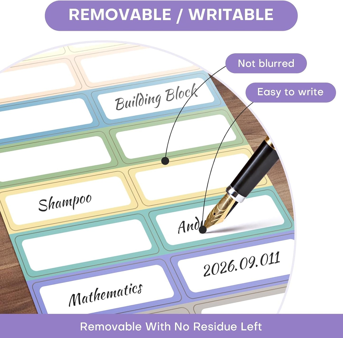 240 Removable Labels Waterproof for Jars & Freezer Containers - 1x3 Tear-Proof Stickers, 8 Colors Pearlescent Film, Residue-Free (-40°F~150°F)