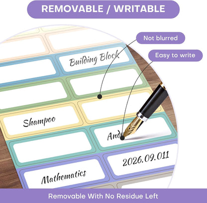 240 Removable Labels Waterproof for Jars & Freezer Containers - 1x3 Tear-Proof Stickers, 8 Colors Pearlescent Film, Residue-Free (-40°F~150°F)