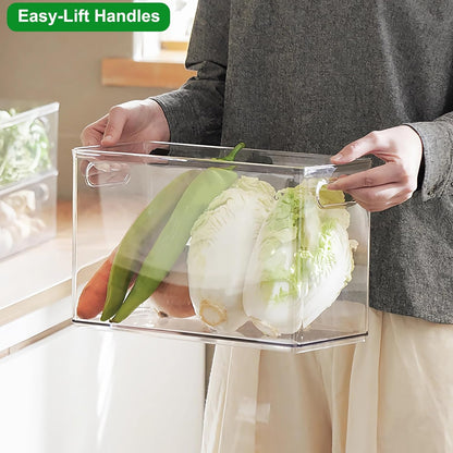 Taiuloo 2 Pack Stackable Refrigerator Organizer Bins with Pull-Out Drawer, Clear BPA-Free Food Storage Containers for Fridge Freezer, Kitchen Pantry Cabinet & Bathroom Vanity Organization