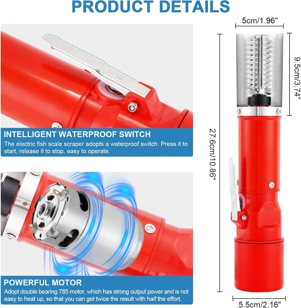 2000mAh Cordless Electric Fish Scaler Remover, Forward & Reverse Function