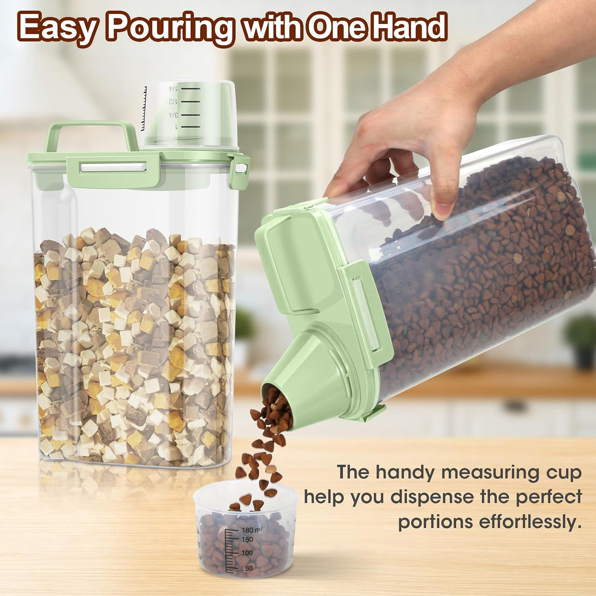 TBMax Pet Food Storage Containers 2 Pack 8-10 Lbs Airtight Dog Food Container Dispenser with Large Spout & Portable Handle, Travel Dog Treat Cat Food Storage Bin Bird Seed Container