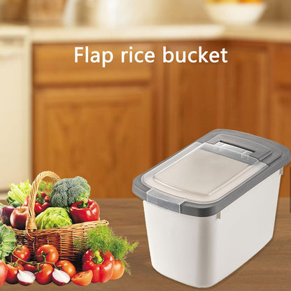 Food Storage Containers With Lids, Airtight Rice Dispenser, Large Capacity Storage Bins, BPA Free Plastic Sealed Holder Bin Dispenser, Pet Food Container, Rice Bucket for Cereal Grain Flour (white)