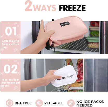 Cerbonny Freezable Cooler Bag for Work/School Travel - Mini Insulated Bag Fit For Yogurt