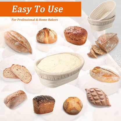 Nalcant 4 Pack Oval Banneton Proofing Basket Set, 10 Inch