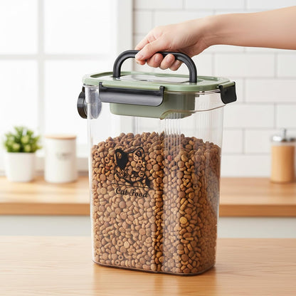 Cat Food Storage Container,Pet Food Storage Bin with Side Pouring Spout and Handle,4lb Cat Treat Containers Dry Food,Airtight BPA Free Portable Cat Food Holder Storage for Oatmeal,Rice,Flour