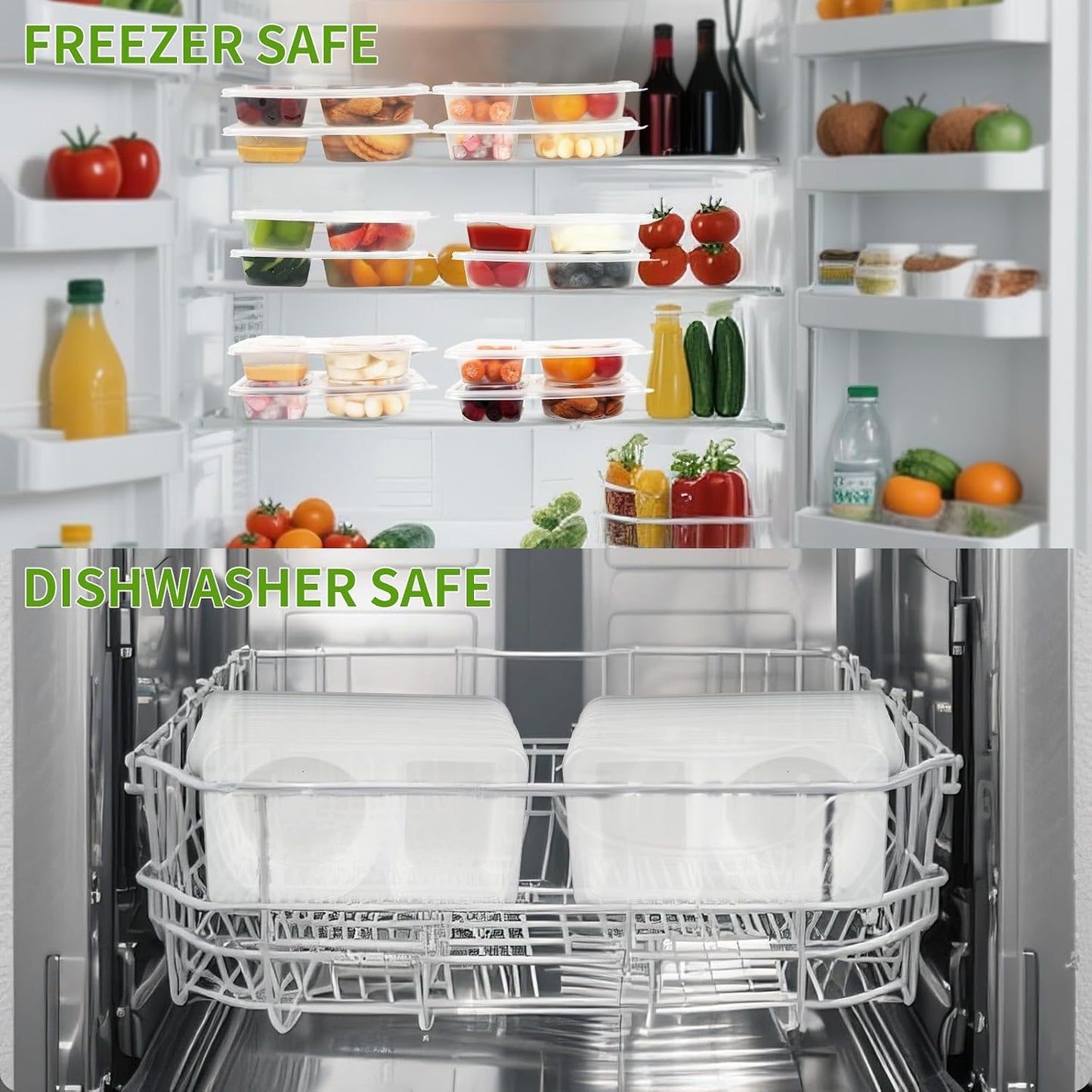 Reusable Snack Containers Double Compartment,Microwave Refrigeration Safe Leakproof Stackable for Office,Picnics(20)