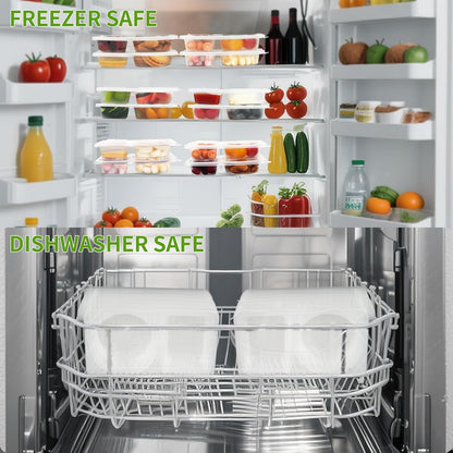 Reusable Snack Containers Double Compartment,Microwave Refrigeration Safe Leakproof Stackable for Office,Picnics(20)