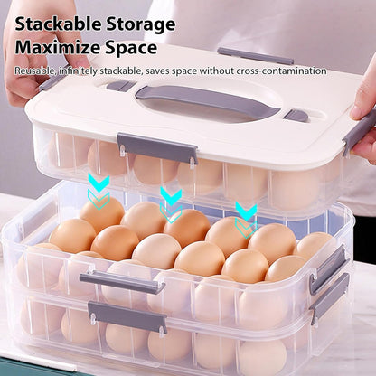 Deviled Egg Carrier 2-Layer Plastic Clear Deviled Egg Tray with Lid & Handle & Buckle Thickened 36 Holder for Fridge, Travel, Party