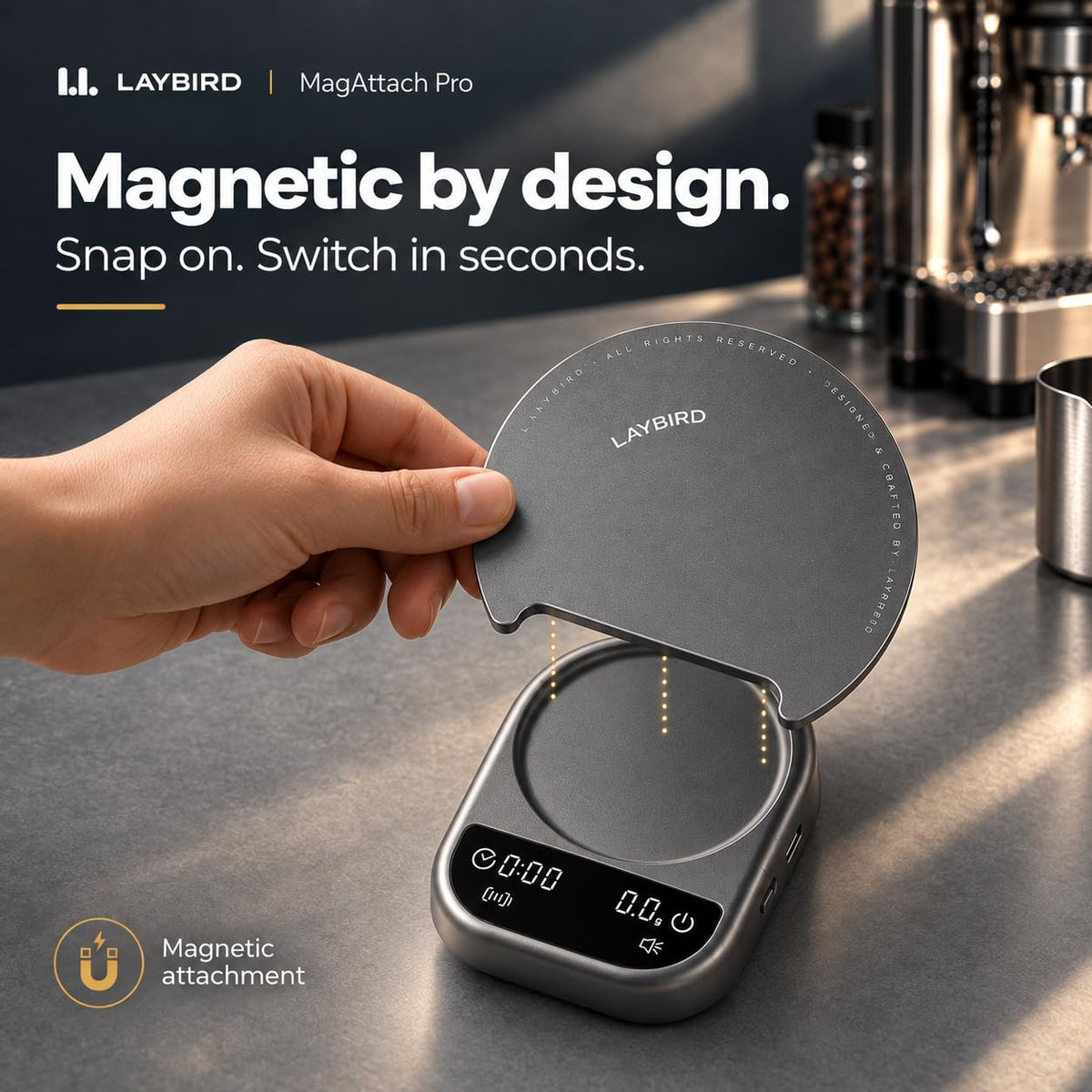 MagAttach Pro Coffee Scale with Timer for Espresso & Pour Over