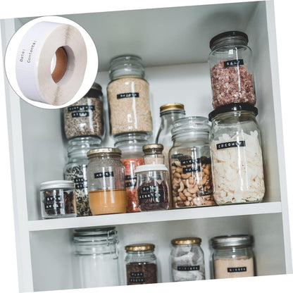 DOITOOL Writable Blank Sticker Labels 1 Roll of Food Marked Classified Stickers for Easy Organization and Date Tracking Removable and Waterproof for Kitchen and Storage