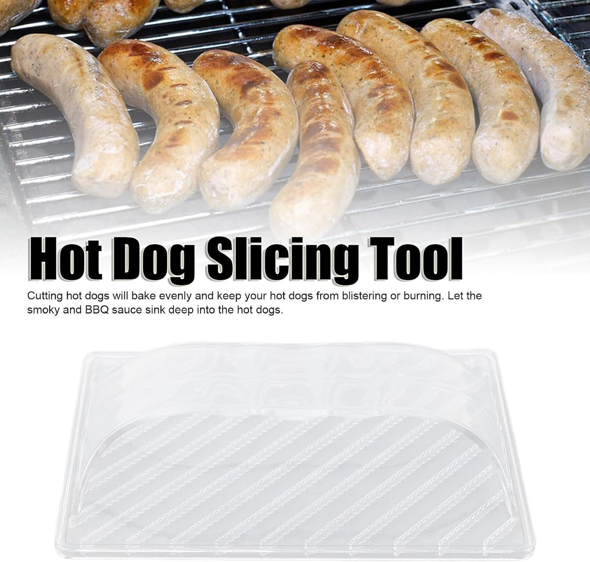 HERCHR Hot Dog Cutter Criss Cross, Hot Dog Cross Hatch Cutter Hot Dog Slicer Tool with 15 Sharp Blades, Sausage Press and Spiral Cutter for Even Grilling, Indoor Outdoor Camping Backyard Use