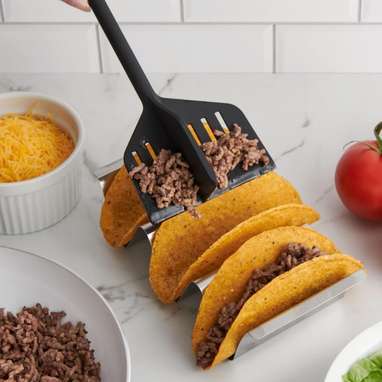 HIC Kitchen Taco Holder Stands, Stainless Steel, Set of 2