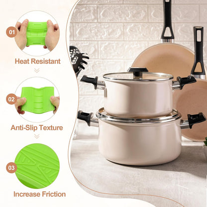 uxcell 4 Pcs Silicone Assist Hot Pan Handle Holder Hot Skillet Handle Covers Pot Holder Sleeve Non-Slip Heat Resistant for Kitchen Pot Frying Pans Cookware (Orange)