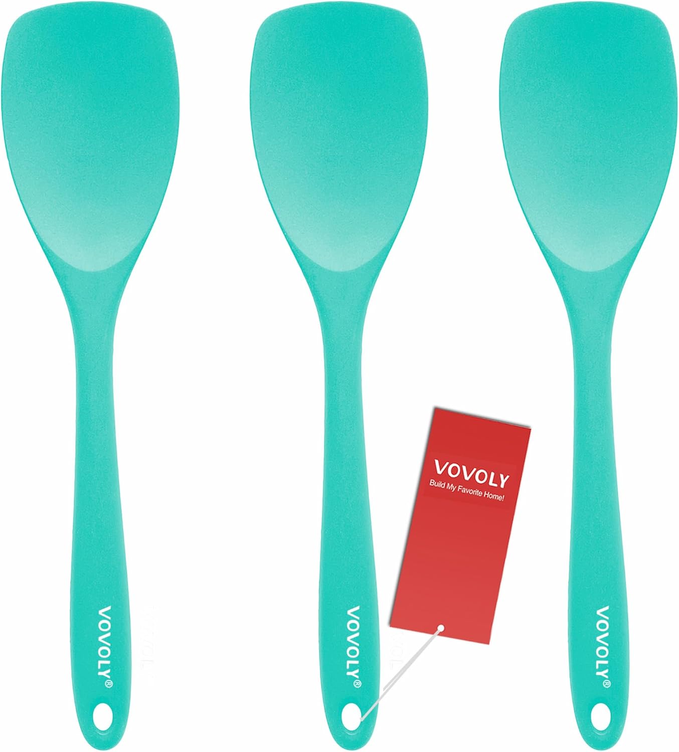 Upgrade Silicone Spatula Spoon Set,VOVOLY Heat Resistant Rubber Spoonula, Seamless Non-Stick Flexible Scrapers for Baking Mixing Tool,3 Pack,