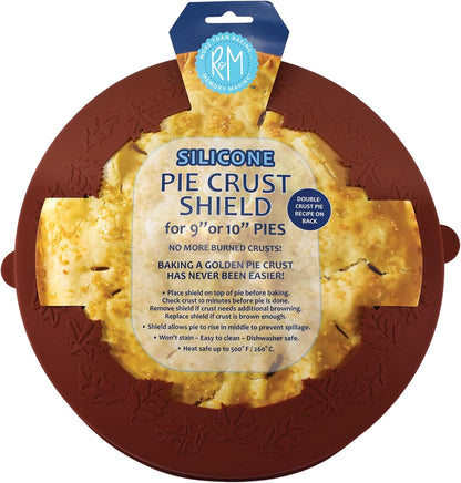 R&M Silicone Pie Crust Shield 10" – Pie Edge Protector Fits 9" & 10" Pie Pans, Prevents Over-Browning