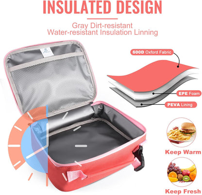 Genteen Lunch Box Kids, Insulated Lunch Bag Kids Boys Girls Back to School, Soft Lunch Box for Men Reusable Lunchbox for Office,Outdoor,School (Black)