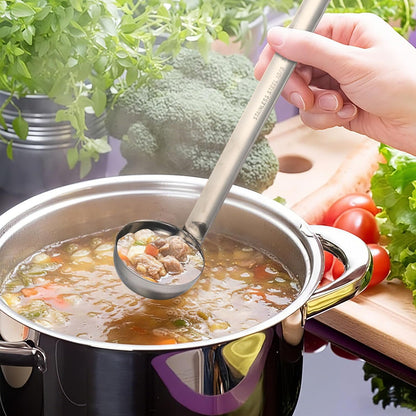 meekoo Stainless Steel Ladles Soup with Long Handle, 6oz