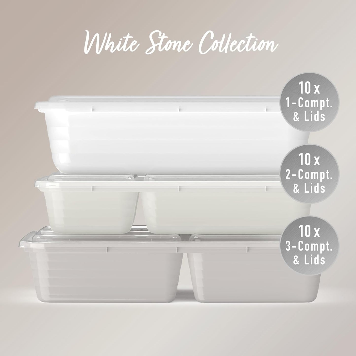 Bentgo Prep 60-Piece Meal Prep Kit - Reusable PFAS & BPA-Free Food Containers, 1-Compartment, 2-Compartment, & 3-Compartments - Microwave, Freezer, & Dishwasher Safe (Gleam Metallics)