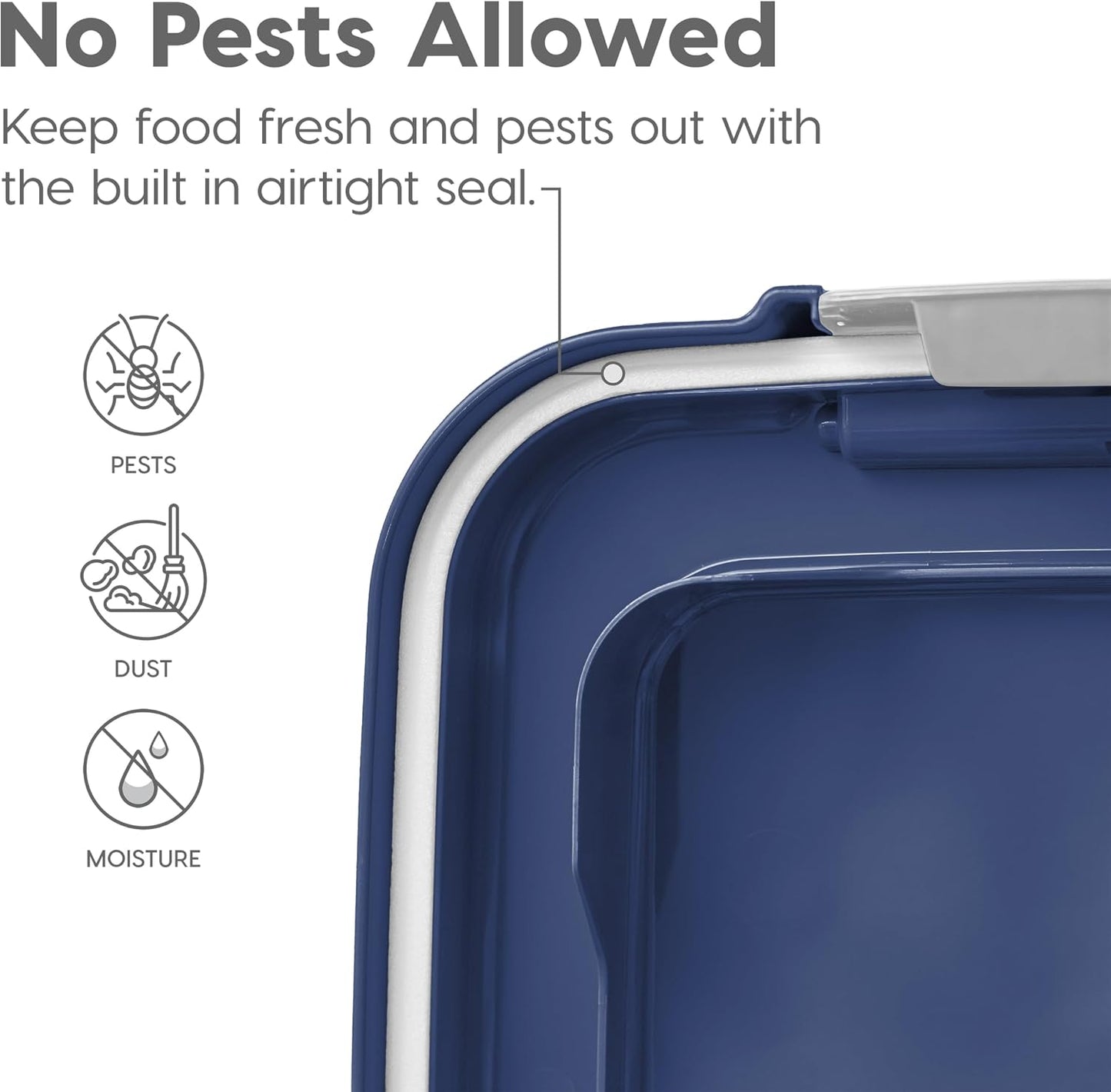 IRIS USA Dog Food Storage Container 30 lb + 11 lb, Stackable Combo Set, Airtight Pet Food Storage Bins with Wheels for Dog Cat Bird Chicken Food, BPA Free, Made in USA, Navy