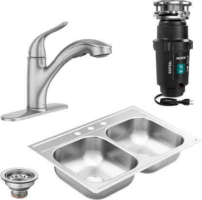 Moen Kitchen Sink Strainer Basket with Drain Assembly, Stainless Steel, 22036