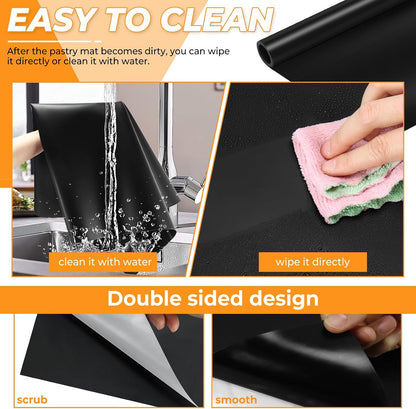VOKOY Large Silicone Mat for Crafts, 36"x24", Extra Large Silicone Mats,Thick Black Silicone Mat for Kitchen Countertop, Heat-resistant Washable Large Silicone Pastry Mat for Crafts Painting Baking