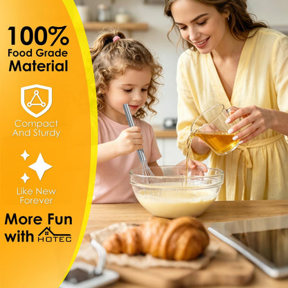 HOTEC Stainless Steel Whisk Set of 4, Food Grade Balloon Whisk Egg Beater, Thicken Wire Mixing Whisk for Baking, Cooking, Whisking Cream, Sauce, Pancake Batter