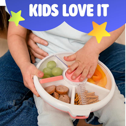 Veggie Tray with Lid for Fridge - Reusable Snack Containers, Party Serving Trays with Handles, Snackle Box for Kids & Adults, BPA-Free Fruit & Vegetable Storage Containers (Pink)
