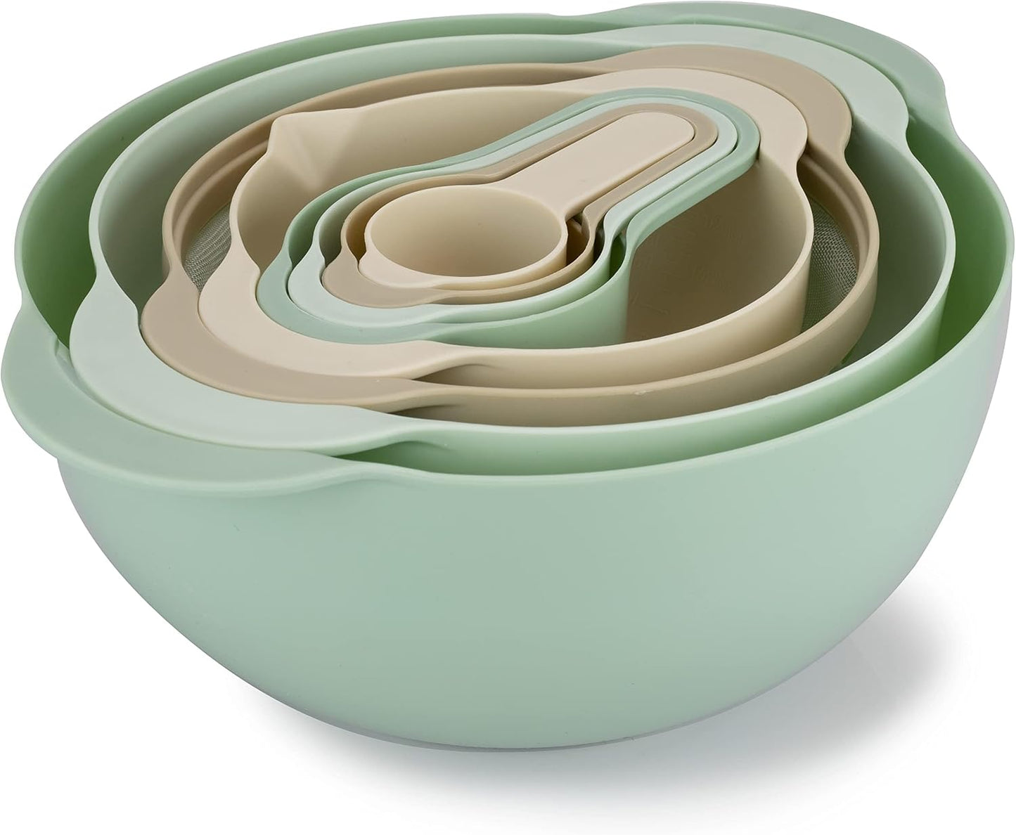 COOK WITH COLOR Nesting Bowls with Measuring Cups Colander and Sifter Set - Includes Mixing Bowls, Colander, Sifter and Measuring Cups, Navy, 8 Pc Bowl