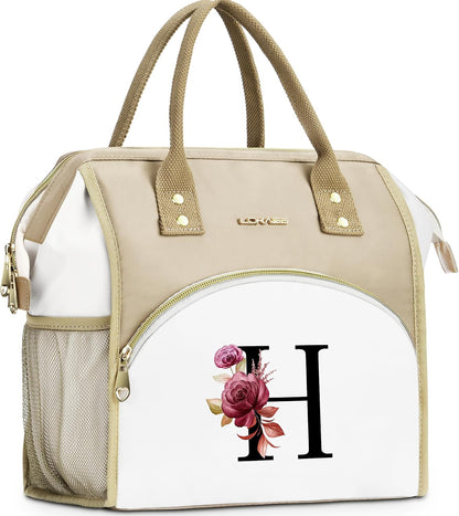 Initial Lunch Bag Women, Cooler Insulated Lunch Bag for Girls, Large Adult Leakproof Lunch Box for Picnic Work, Personalized Tote Bag, Birthday Gifts/Mothers Day Gifts, Letter K.