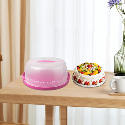 MagiDeal Cake Carrier,Cake Keeper Stand,Fits 10 inch Cake,Holds Pies,Round Cupcake Storage,with Lid and Handle,Cake Storage Container, green, 28.7cmx13cm