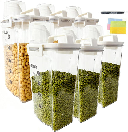 4-Pc Airtight Cereal Storage Containers Set(1.8L×2 & 2.5L×2), Cereal Containers Storage with Pour Spout & Measuring Cup, BPA-Free Plastic Canisters for Rice, Flour, Pet Food Kitchen Pantry