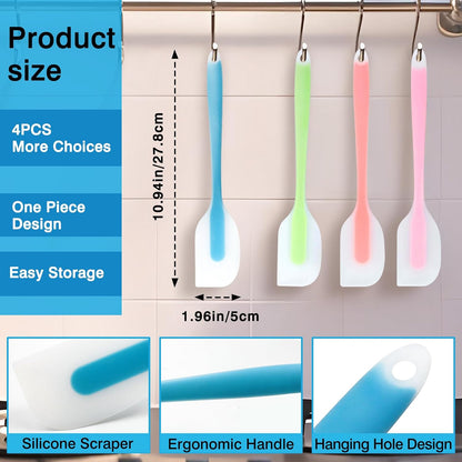 Silicone Spatula Set – 4-Piece Heat-Resistant Flexible Utensils with Stainless Steel Core – Premium Food Grade, BPA-Free, Seamless Kitchen Tools – Dishwasher Safe, Heavy Duty, Non-Slip Grip