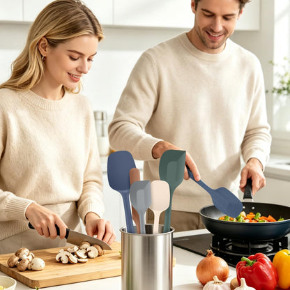 5-Piece Silicone Spatula Set for Baking, 446°F Heat Resistant Non-Stick Cooking Utensils, BPA-Free Food Grade Silicone Scrapers, Non-Scratch Flexible & Dishwasher Safe, Neutral