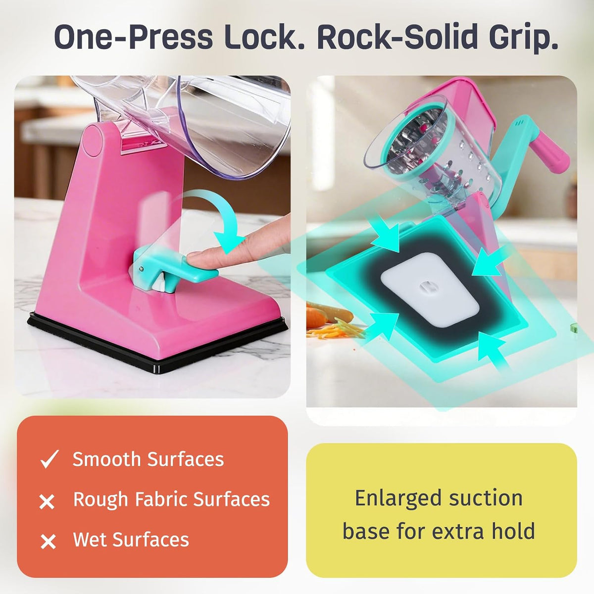Upgraded Rotary Cheese Grater, Hand Crank, Pinkish Purple