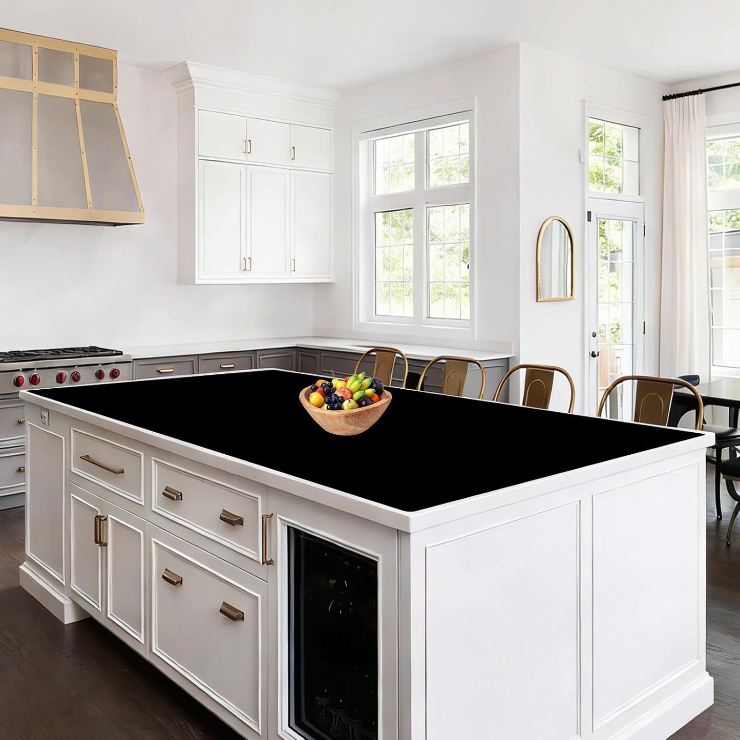 47.2"x23.6"(120cmx60cm) Large Silicone Mat for Kitchen Counter, Non-Slip Heat Resistant Countertop Protector, Waterproof Multipurpose Mat for Kitchen Island, Black