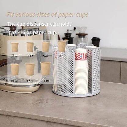 Heagoale Paper Cup and Lid Holder Plastic Cup Storage Organizer Coffee Cup Dispenser for Countertop, Breakroom, Bathroom, Coffee Station, Bar, Buffet, Kitchen Cabinet - Gray