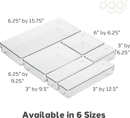 Oggi Clear Drawer Organizer - 3" X 12.5" - Ideal for Organizing Kitchen Drawers, Office, Desk, Silverware, Kitchen Utensils, Cosmetics and Bathrooms
