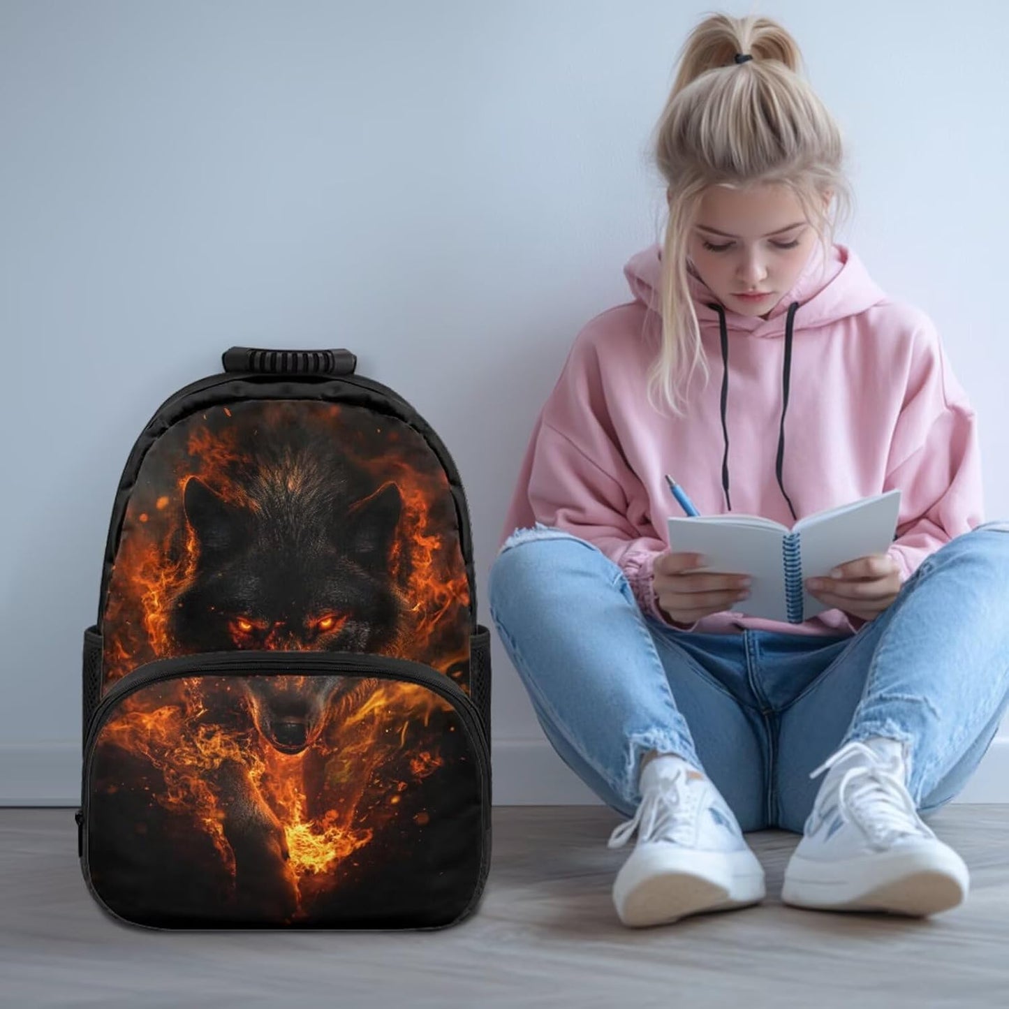 Cute Capybara Pizza Backpack for Girls, 5 Pcs Boys School Bag Set for Kids, 17 Inch Backpacks Lunch Pencil Box Reusable Utensils Case Set for Middle Elementary School, 3rd Grade Backpack