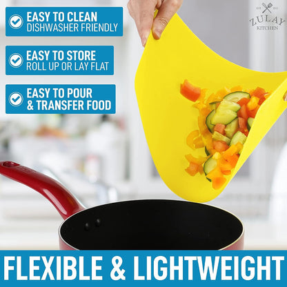 Zulay Kitchen Non-Slip Flexible Cutting Board Set - Dishwasher Friendly Cutting Mats For Cooking - Thick & Durable Flexible Cutting Mats - Non-Porous Cutting Board Mat Set of 3