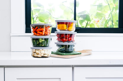 6-Piece Glass Food Storage Containers Set (3 Containers + 3 BPA-Free Lids) | 2-Cup, Leakproof | Microwave, Freezer, Oven & Dishwasher Safe | Ideal for Meal Prep & Pantry Organization, Pistachio